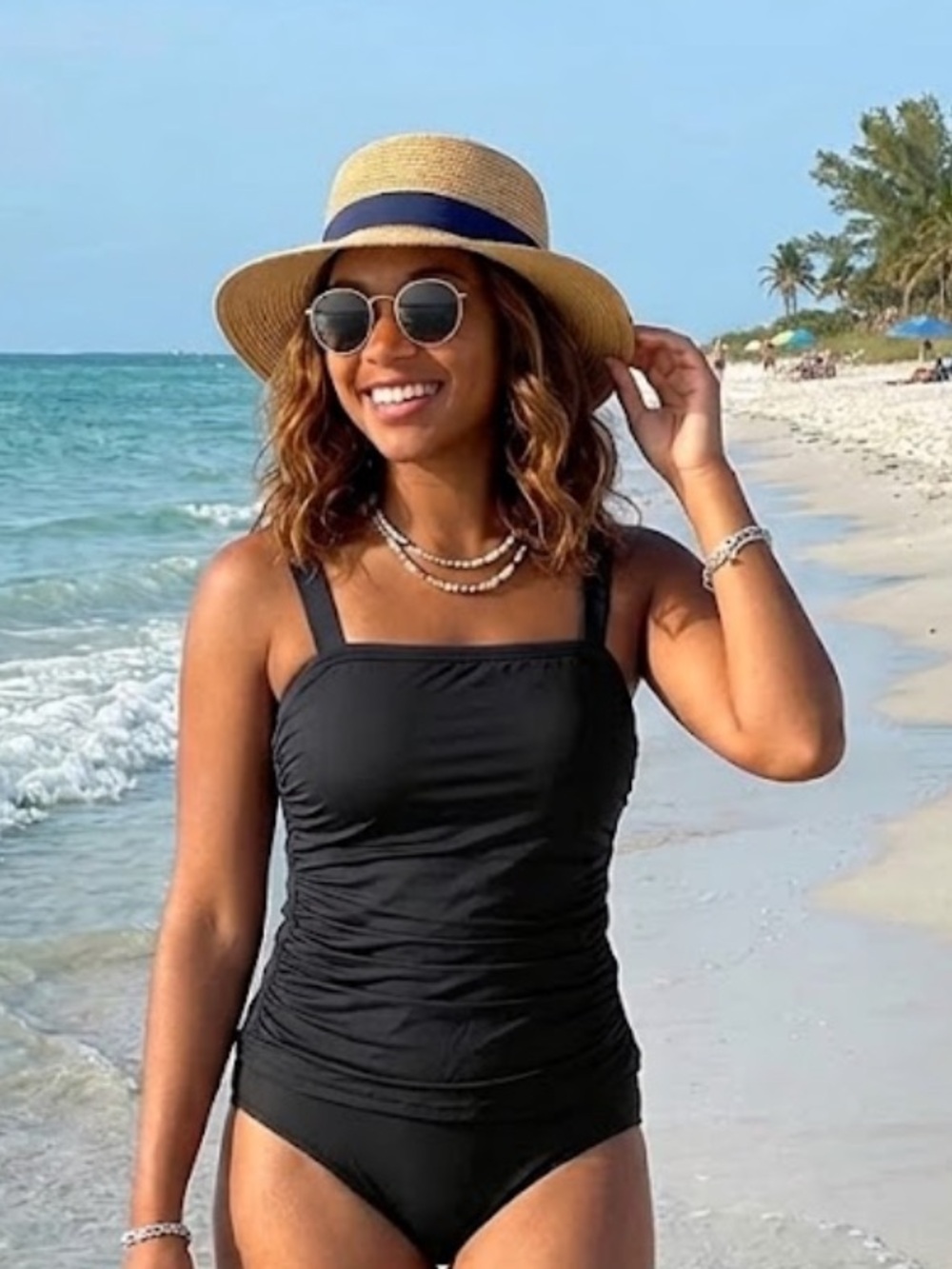 New Carmen Marc Valvo Black Tankini Top Size XS